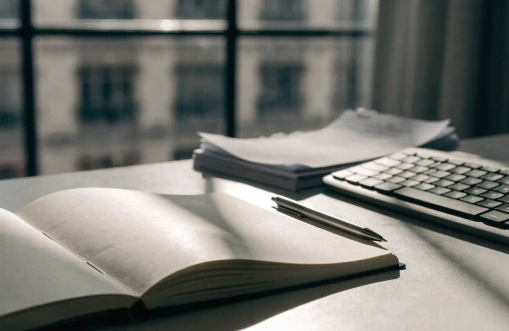 Materiais de trabalho para receber mensagens e conferir informações editoriais.